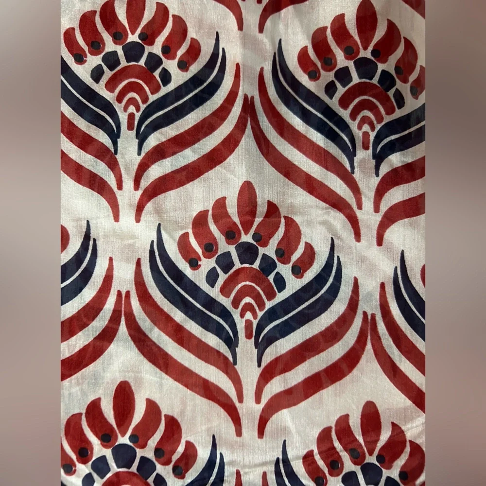 Large Michael Stars 100% Silk Blue, Red and White Geometric Scarf